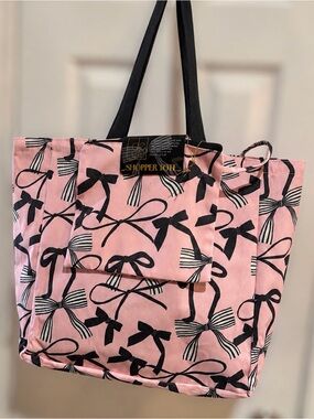 Shopper Tote Pink Bow Print Tote Bag